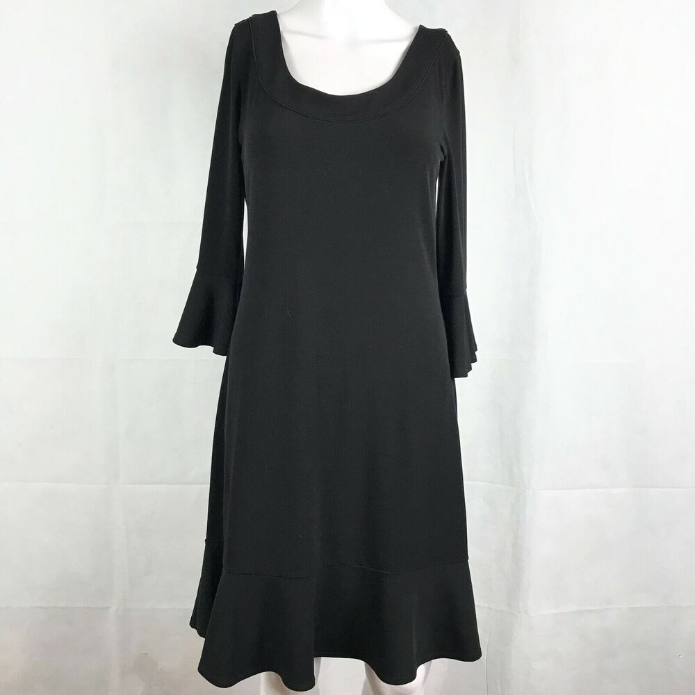 White House Black Market Dress Womens Sz S  Stretch Knit Bell‎ Sleeve A-Line